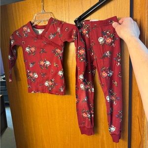 Hanna Andersson Burgundy Floral Two-Piece Pajama Set
